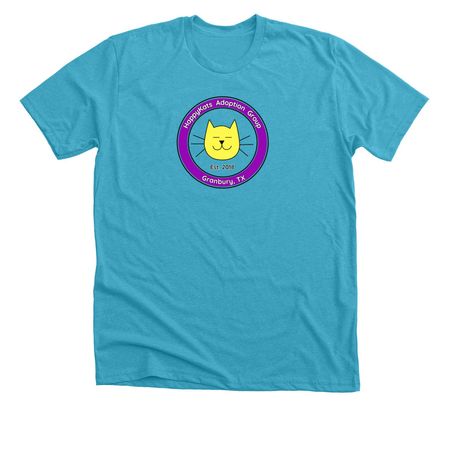 2026 HAPPYKATS, a Heather Aqua Premium Unisex Tee (back-view)