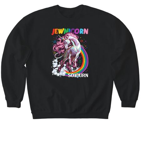 SOJOURN "Jewnicorn" shirt, a Black Softstyle Crewneck Sweatshirt