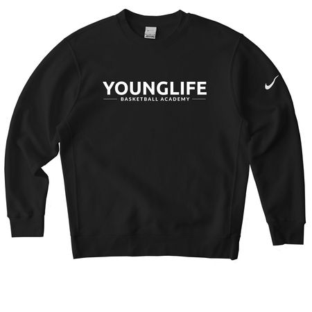 YLBA Basics (WT), a Black Nike Club Fleece Crewneck Sweatshirt