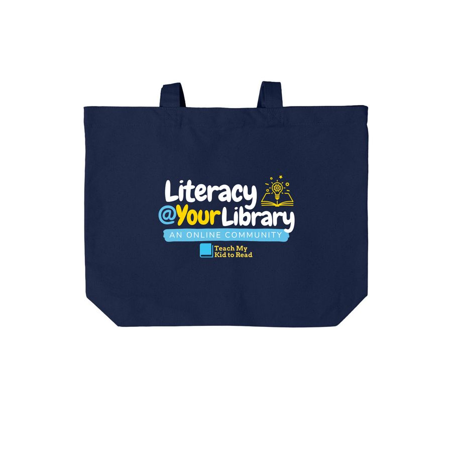 Literacy @ Your Library, a River Blue Navy Cotton Canvas Tote Bag