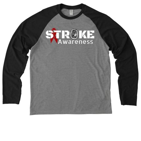 Stroke Advocacy, a Deep Black/ Aluminum Grey Allmade Eco Triblend Colorblock Raglan Long Sleeve Tee