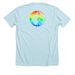 Guild shirt with rainbow logo, a Heather Ice Blue Premium Unisex Tee (back-view)