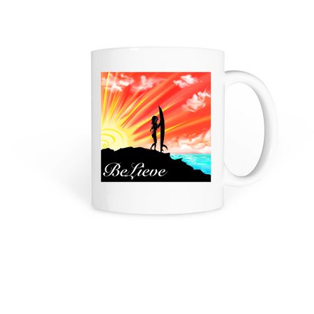 Surfer Moon, a White Coffee Mug