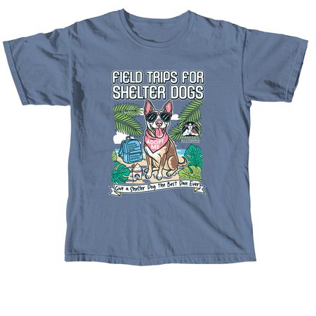 Field Trips for Shelter Dogs, a Blue Jean Comfort Colors Unisex Tee