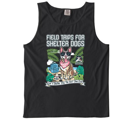 Field Trips for Shelter Dogs, a Black Comfort Colors Tank Top