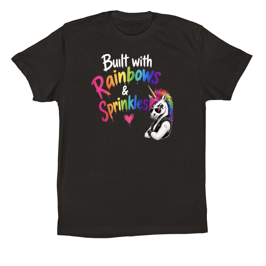 Built with Rainbows & Sprinkles, a Black Premium Cotton Tee