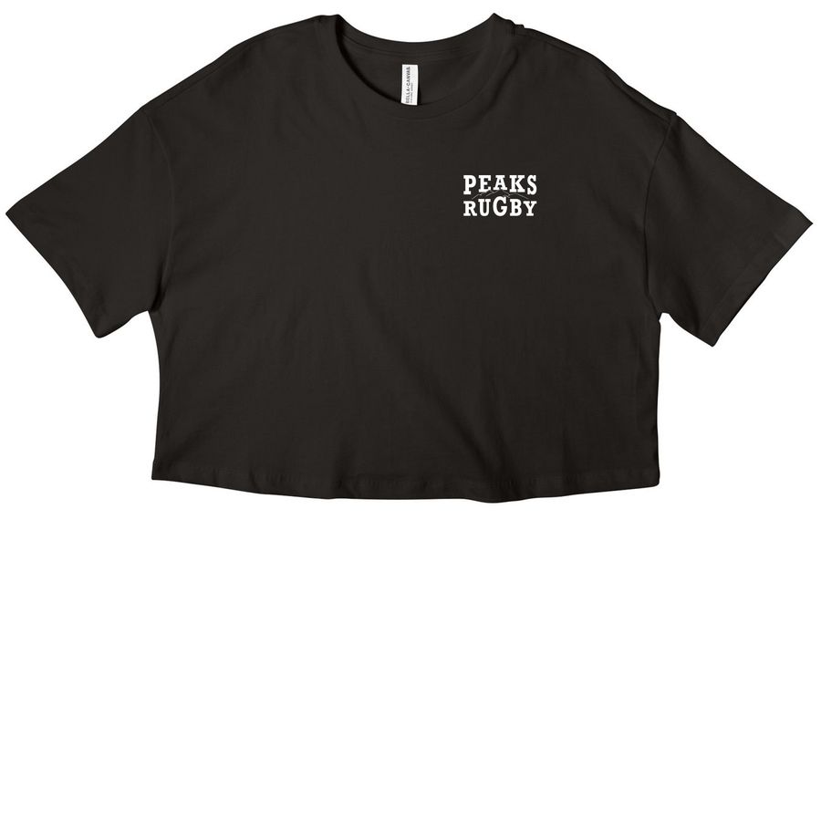 PIKES PEAKS WOMEN?S RUGBY, a Black Women?s Cropped Cotton Tee