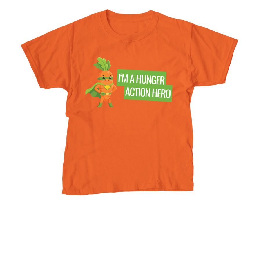 Hunger Action Hero - Youth, a Orange Youth Unisex Tee