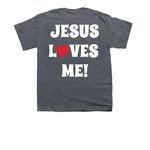 Jesus Loves Me - Youth Only, a Dark Heather Youth Unisex Tee (back-view)
