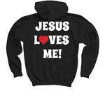 Jesus Loves Me - Youth Only, a Black Youth Pullover Hoodie (back-view)