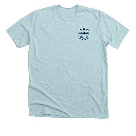 Fall 2026 BOW, a Heather Ice Blue Premium Unisex Tee (back-view)