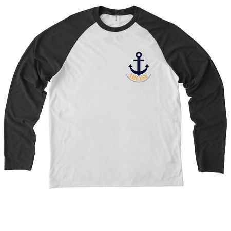Gear Up With ARIASE, a Space Black/ Bright White Allmade Eco Triblend Colorblock Raglan Long Sleeve Tee