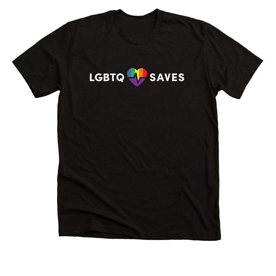 LGBTQ SAVES Black T-Shirt, a Black Heather Premium Unisex Tee