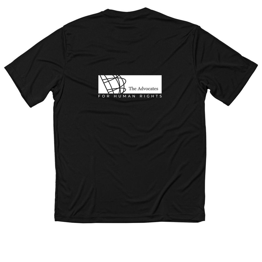 Active Advocates for Human Rights-staff, a Black Classic Performance Tee (back-view)
