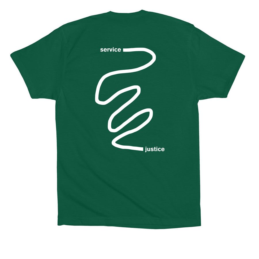 White Logo Tees, a Evergreen Premium Cotton Tee (back-view)