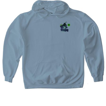 Purple Monkey, a Stone Blue Gildan Softstyle Pullover Hoodie (back-view)