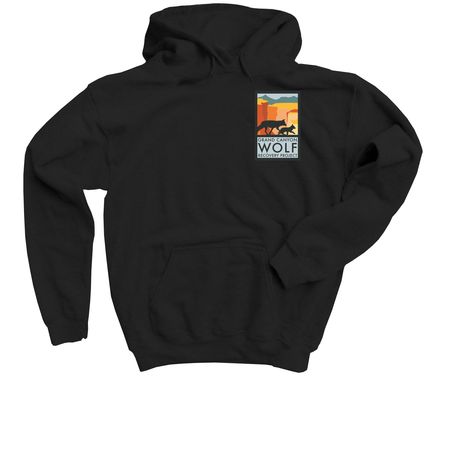 Grand Canyon Wolf Recovery Project logo merch, a Black Youth Pullover Hoodie