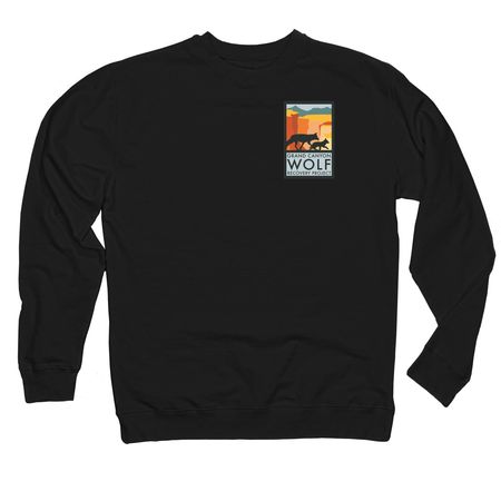 Grand Canyon Wolf Recovery Project logo merch, a Black Midweight Crewneck Sweatshirt