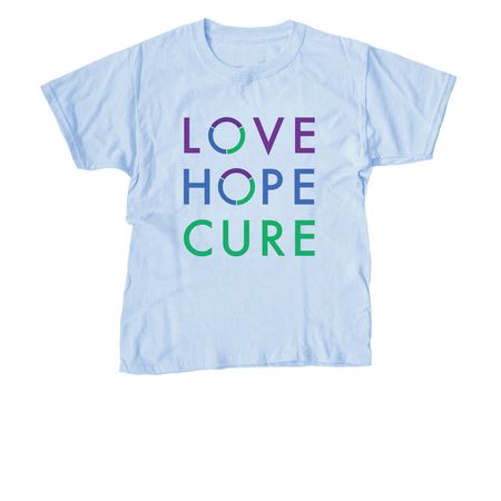 LOVE HOPE CURE, a Light Blue Youth Unisex Tee