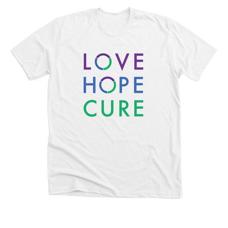 LOVE HOPE CURE, a Solid White Blend Premium Unisex Tee