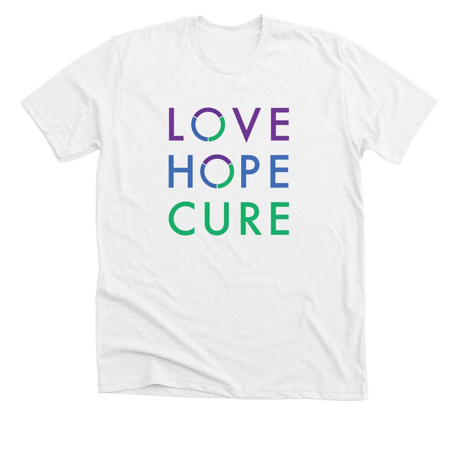LOVE HOPE CURE, a Solid White Blend Premium Unisex Tee