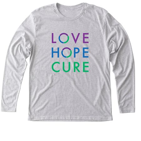 LOVE HOPE CURE, a Heather White Triblend Long Sleeve Tee