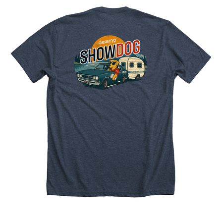 SHOWUP 2025 - SHOW DOG, a Heather Midnight Navy Premium Unisex Tee