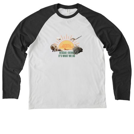 Rescue: It's What We Do, a Space Black/ Bright White Allmade Eco Triblend Colorblock Raglan Long Sleeve Tee