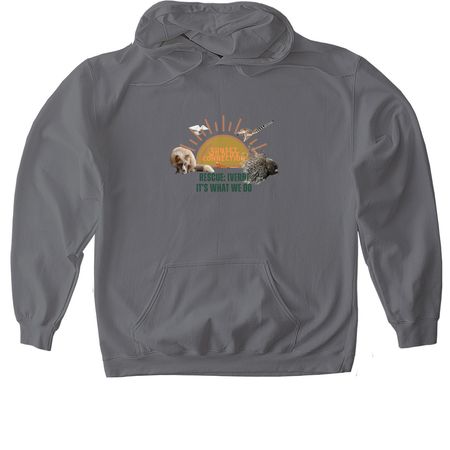 Rescue: It's What We Do, a Charcoal Gildan Softstyle Pullover Hoodie