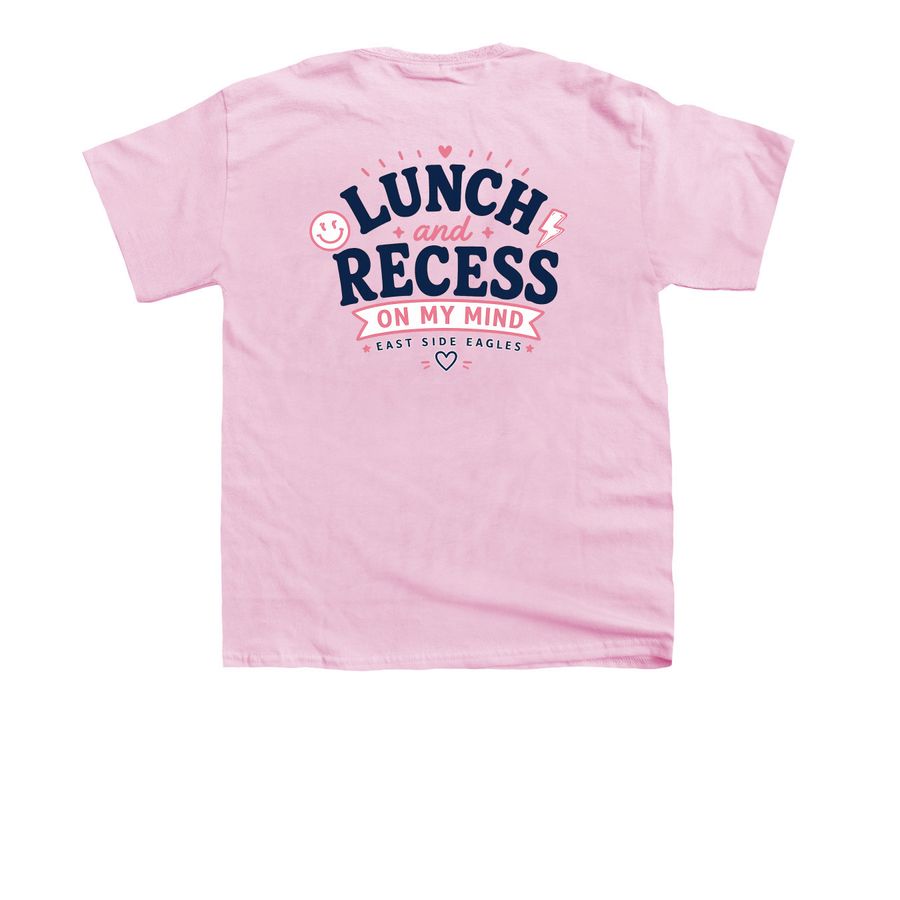 East Side - Lunch & Recess, a Light Pink Youth Unisex Tee (back-view)