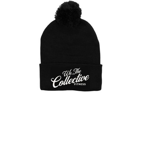 WTCF Beanie, a Black Printed Pom-Pom Beanie