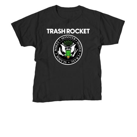 Trash Rocket Ramones Logo, a Black Youth Unisex Tee