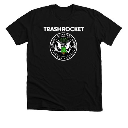 Trash Rocket Ramones Logo, a Solid Black Blend Premium Unisex Tee