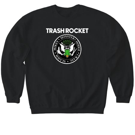 Trash Rocket Ramones Logo, a Black Softstyle Crewneck Sweatshirt