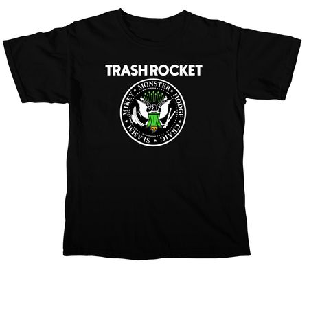 Trash Rocket Ramones Logo, a Black Comfort Colors Unisex Tee