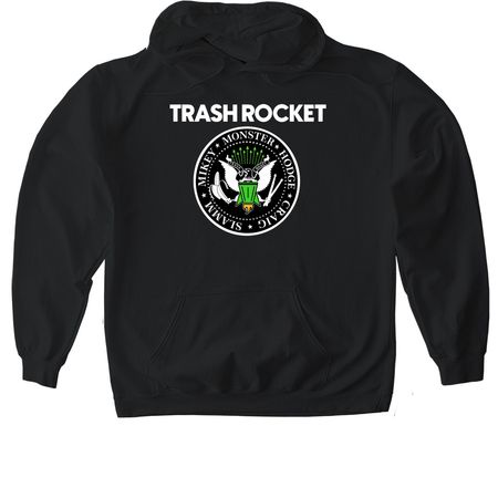 Trash Rocket Ramones Logo, a Black Gildan Softstyle Pullover Hoodie