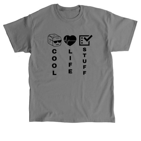 COOL LIFE STUFF, a Charcoal Classic Unisex Tee