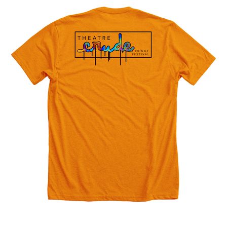 The Crude Cat, a Heather Orange Premium Unisex Tee (back-view)