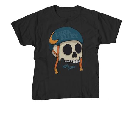 Luna Alley Bike Shop, a Black Youth Unisex Tee