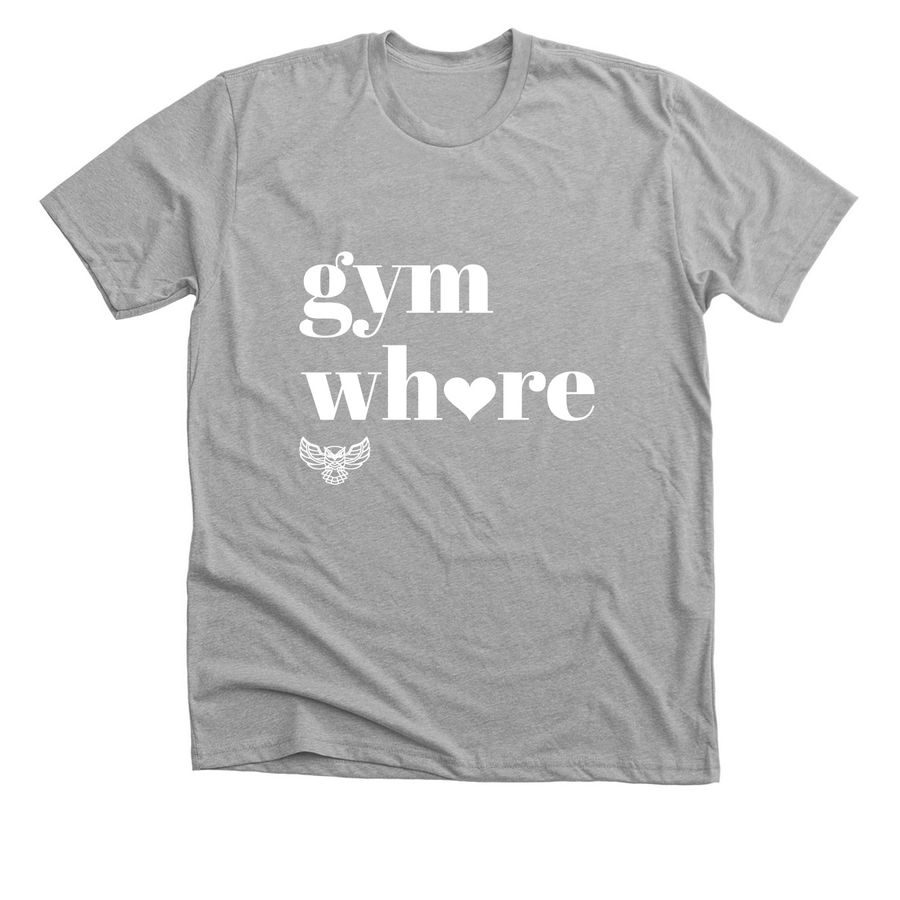 gym wh?re, a Athletic Heather Premium Unisex Tee