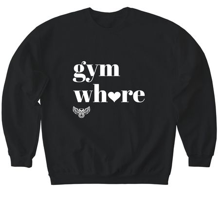 gym wh?re, a Black Softstyle Crewneck Sweatshirt