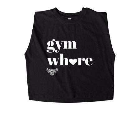gym wh?re, a True Black Women's Heavyweight Garment Dye Muscle Tee