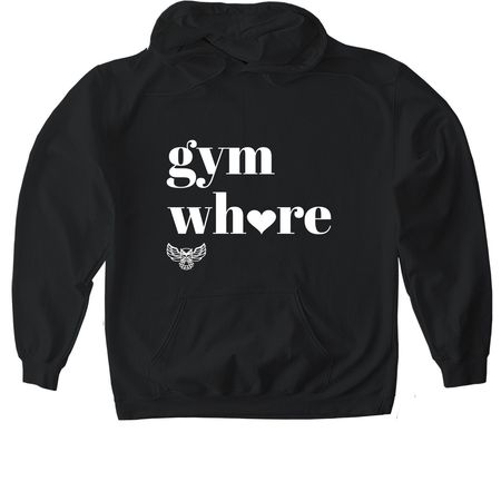 gym wh?re, a Black Gildan Softstyle Pullover Hoodie