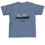Boat Logo on Back, a Blue Jean Comfort Colors Unisex Tee (back-view)