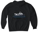 Boat Logo on Back, a Black Gildan Softstyle Pullover Hoodie (back-view)
