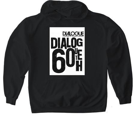 Dialogue 60th Anniversary Typeface Apparel, a Black Gildan Softstyle Pullover Hoodie