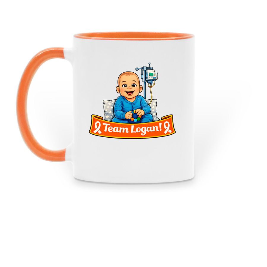 Mugs, a Orange Two-Tone Ceramic Mug (back-view)