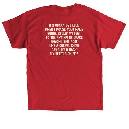"Heart's On Fire" Cross, a Red Classic Unisex Tee (back-view)