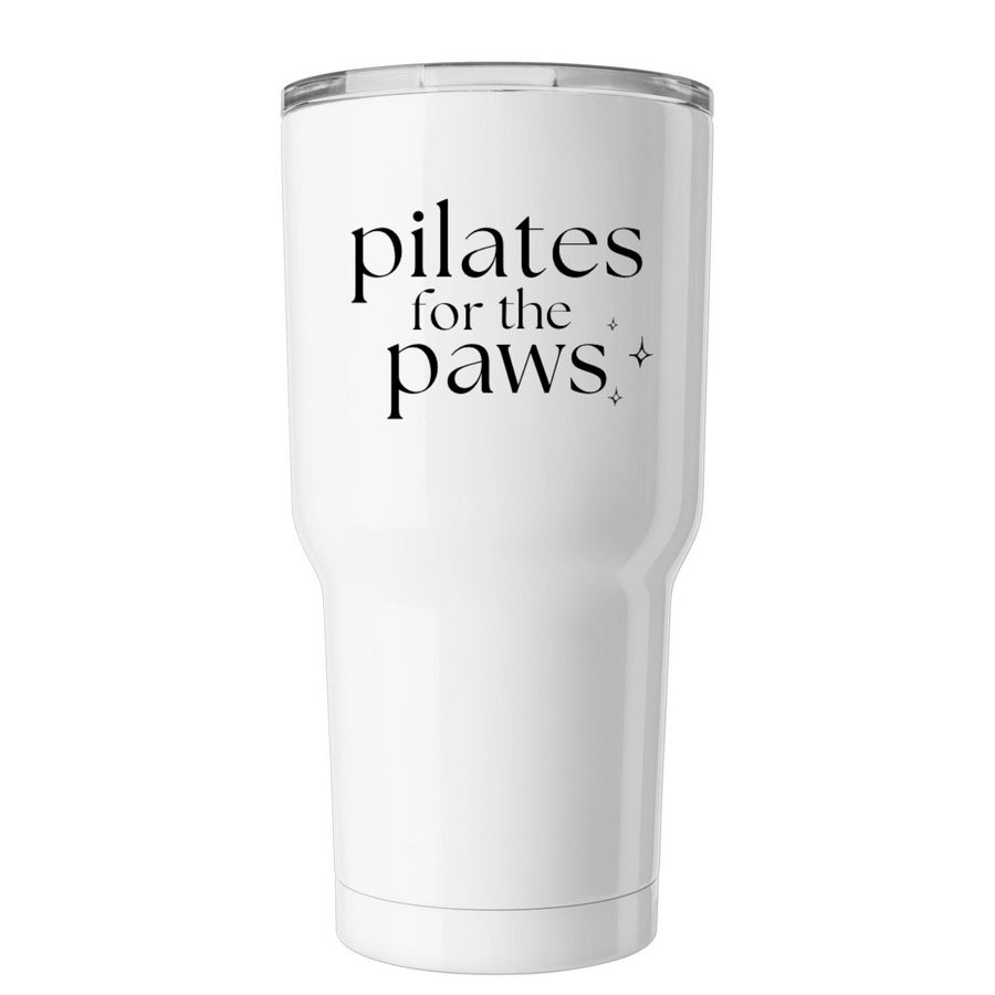 Pilates for the Paws, a White Insulated Tumbler