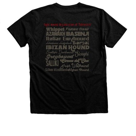 Sunset SHOT Logo, a Black Heather Premium Unisex Tee (back-view)